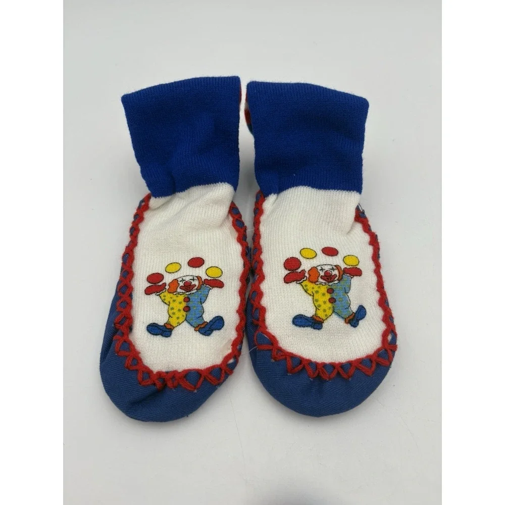 Vintage Clown‎ Slipper Socks Size 11–12 Taiwan R.O.C. Gripper Sole Knit Circus